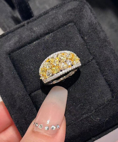 Yellow Style Silver Overgild Chinese Rings Sterling Zircon