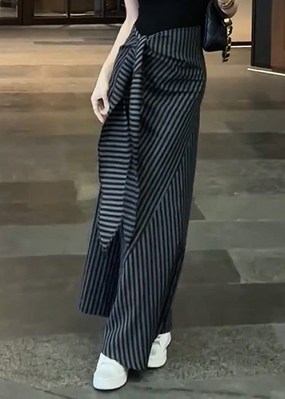 Skirts Striped Chiffon Fall Classy High Black Up Waist Lace