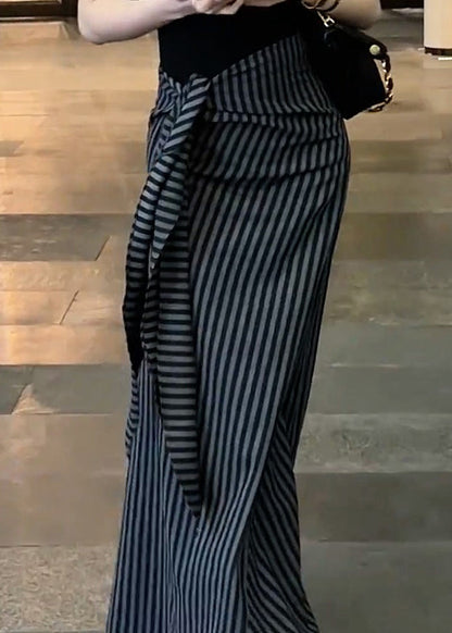 Skirts Striped Chiffon Fall Classy High Black Up Waist Lace