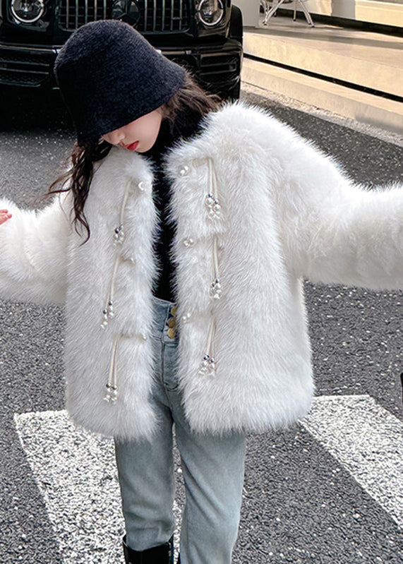 Classy Camel Button Tassel Thick Girls Mink Velvet Coats WinterTG024