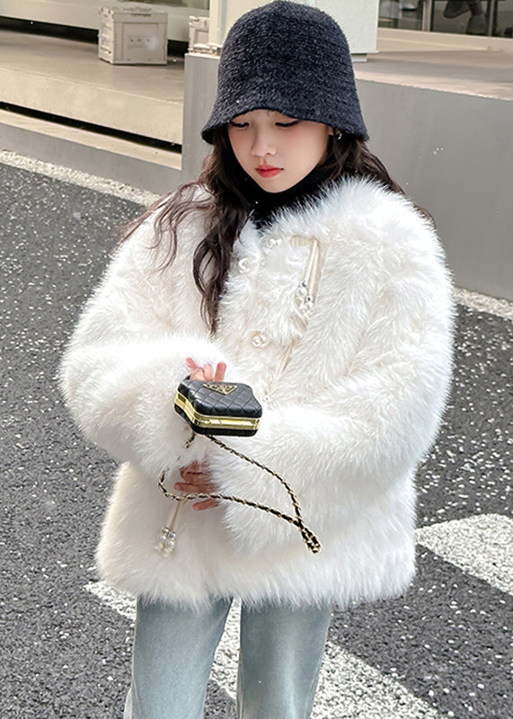 Classy Camel Button Tassel Thick Girls Mink Velvet Coats WinterTG024