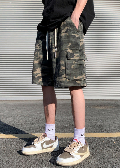 Shorts Pockets Drawstring Mens Cotton Classy Camouflage Summer