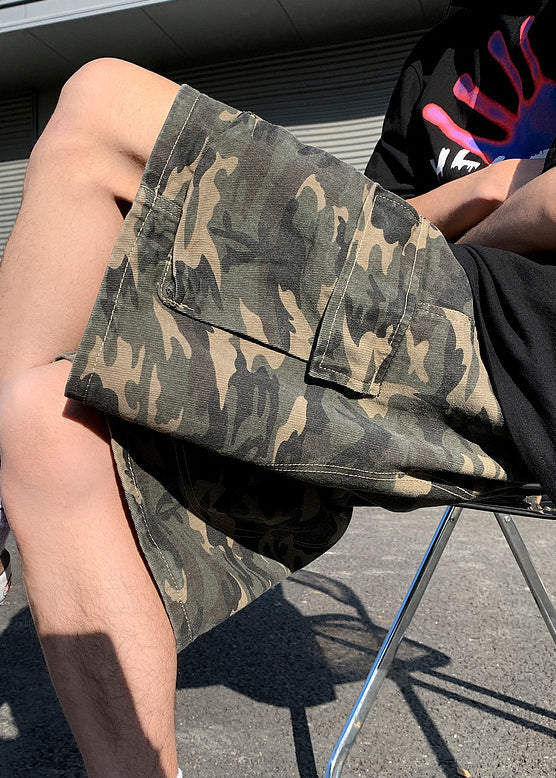 Shorts Pockets Drawstring Mens Cotton Classy Camouflage Summer