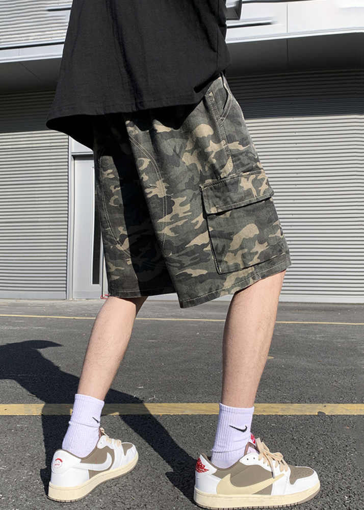 Shorts Pockets Drawstring Mens Cotton Classy Camouflage Summer