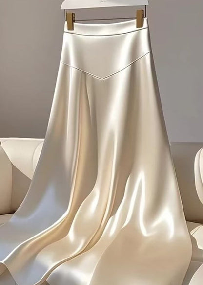 Maxi Silk Waist Champagne Patchwork High Summer Skirt Classy