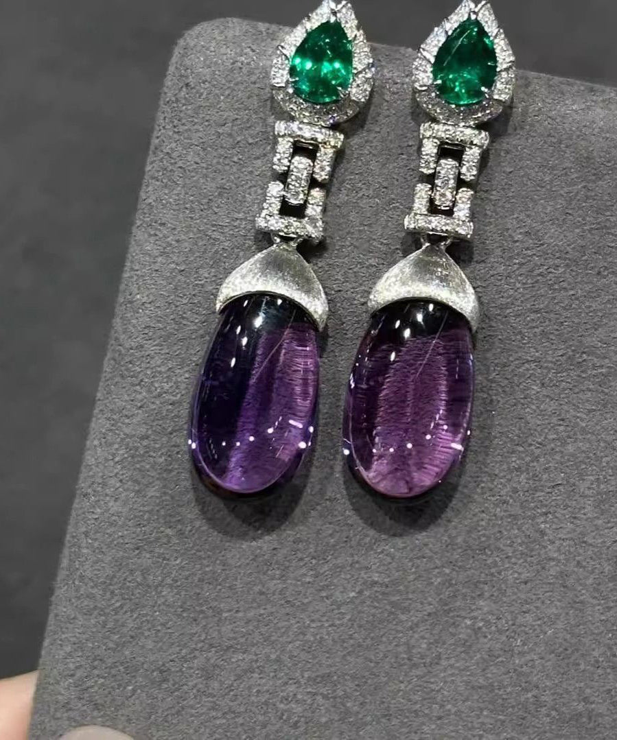 Alloy Gem Earrings Stone Colorblock Crystal Drop Classy Zircon
