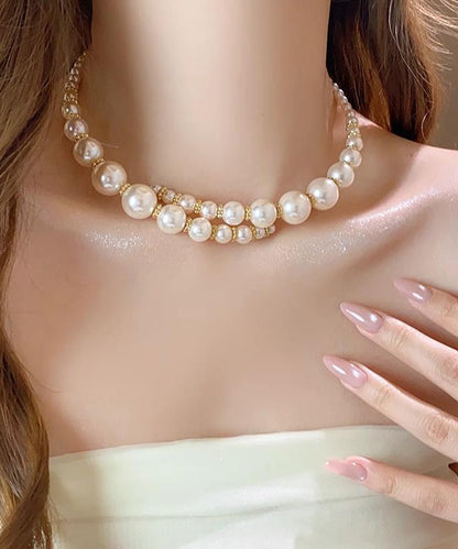 Asymmetrical Gold Crossing Copper Pearl Gratuated Classy Alloy