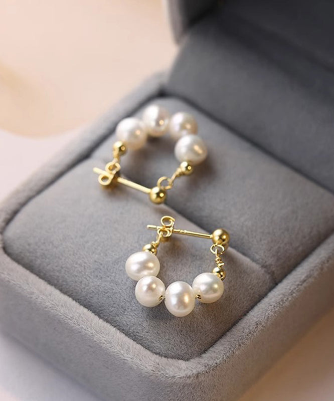 Hoop Classy Earrings Overgild Pearl Sterling Gold Silver
