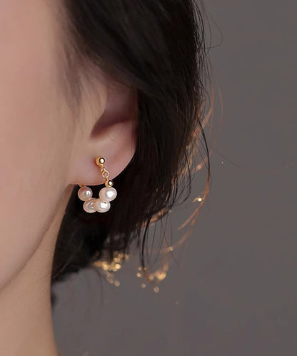 Hoop Classy Earrings Overgild Pearl Sterling Gold Silver