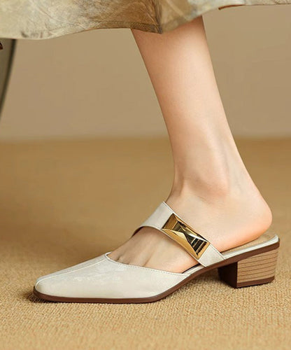 Green Sandals Splicing Classy Cowhide Leather Slide