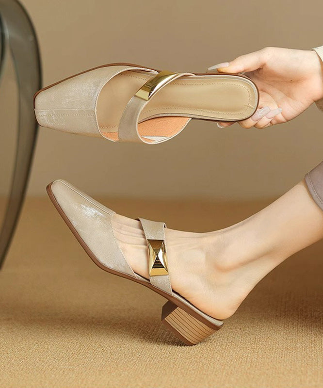 Green Sandals Splicing Classy Cowhide Leather Slide