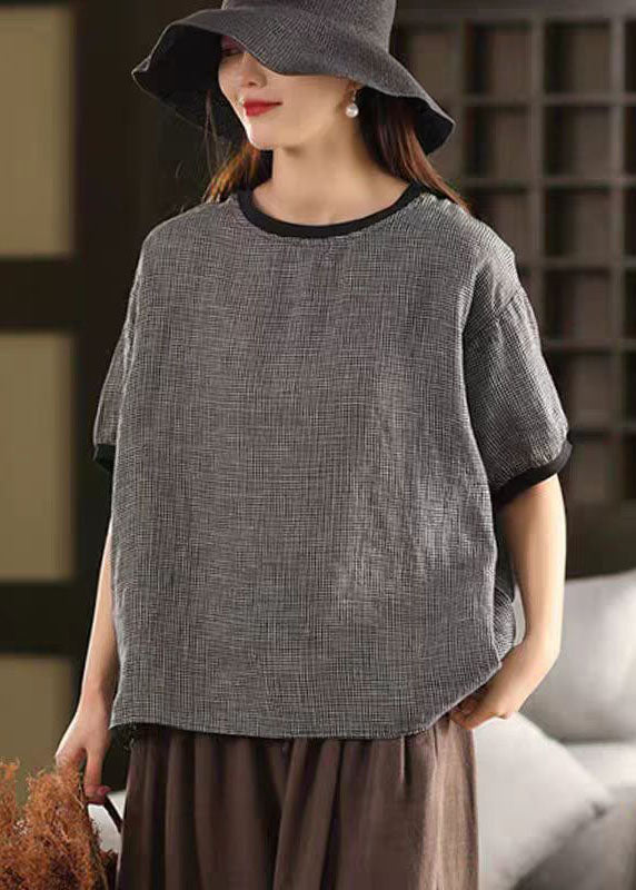 Plaid Tanks Oversized Linen Summer Classy Grey