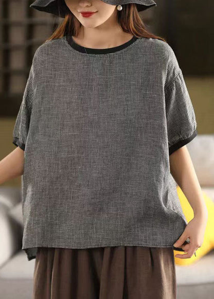 Plaid Tanks Oversized Linen Summer Classy Grey