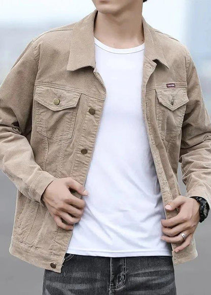 Coats Button Classy Corduroy Spring Peter Mens Collar Pan Khaki