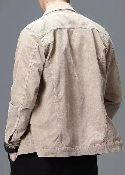 Coats Button Classy Corduroy Spring Peter Mens Collar Pan Khaki