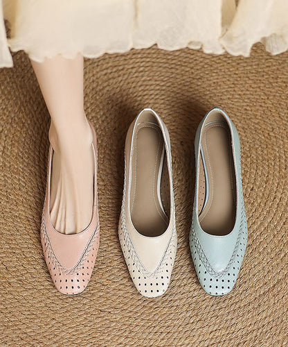 Hollow Sheepskin Flat Feet Shoes Light Classy Blue Out