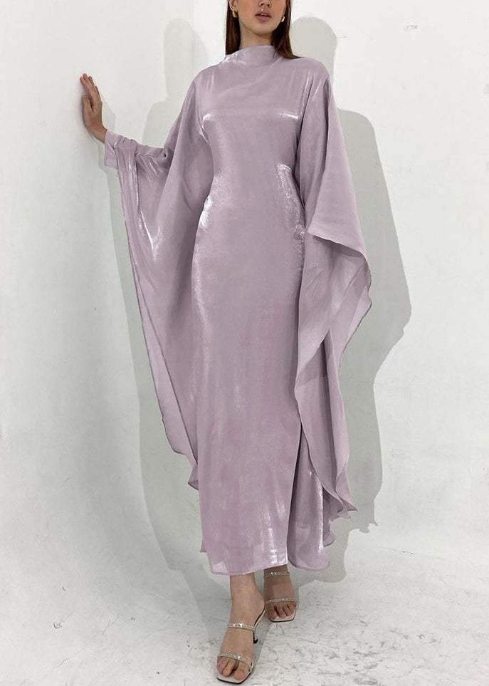 Robe longue en soie slim violet clair élégante pour l'automne WO051