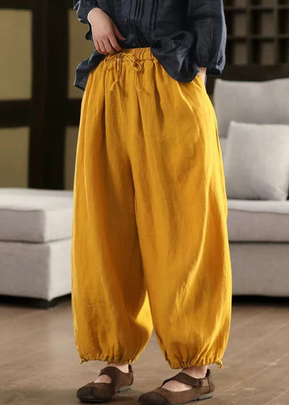 Elastic Beam Pants Pockets Summer Linen Waist Classy