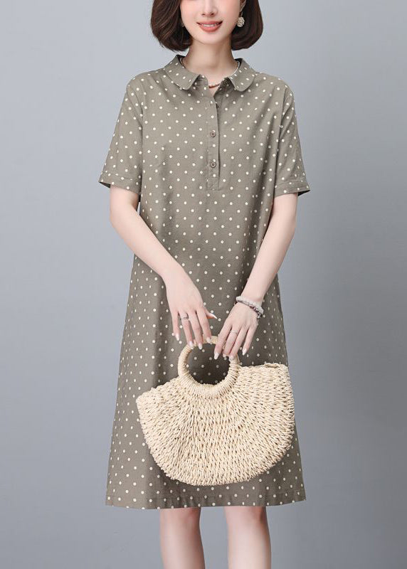 Mid Pan Summer Cotton Pring Peter Classy Navy Dress Dot Collar