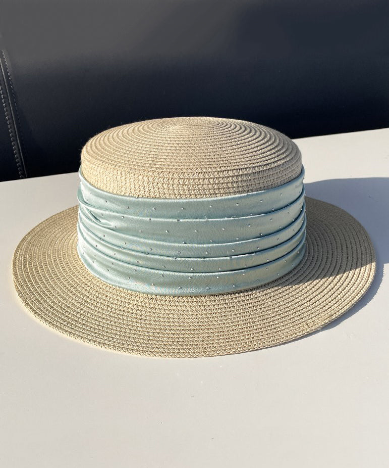 Hat Woven Straw Zircon Satin Purple Cloche Classy