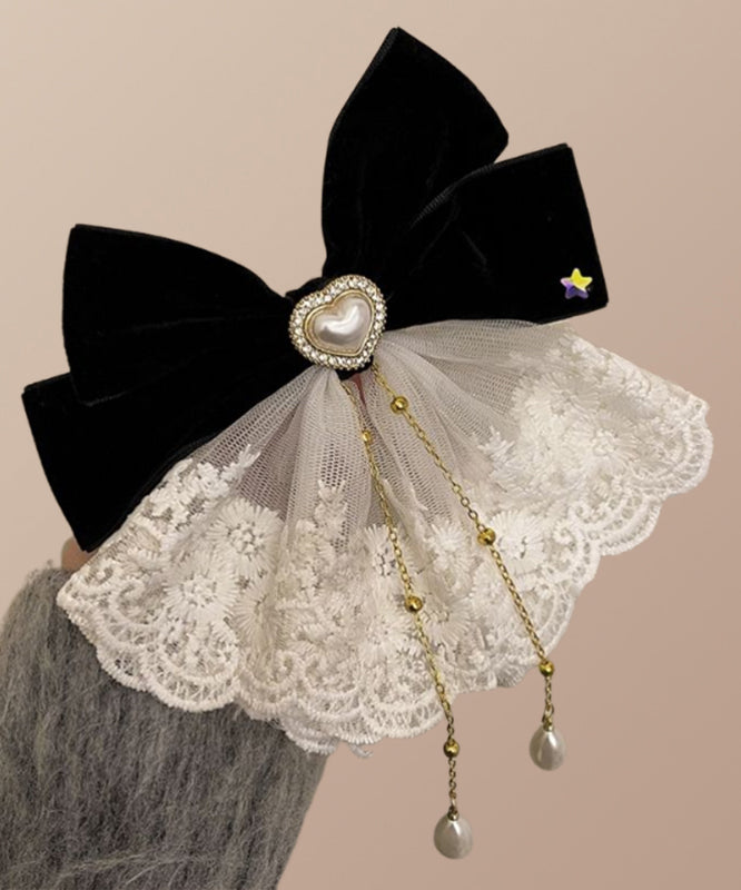 Tassel Alloy Crystal Hairpin Classy Red Love Bow
