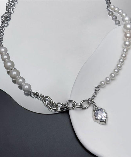 Steel Silk Pendant Drop Zircon Stainless Classy Pearl Water