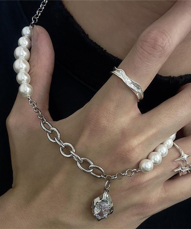 Steel Silk Pendant Drop Zircon Stainless Classy Pearl Water