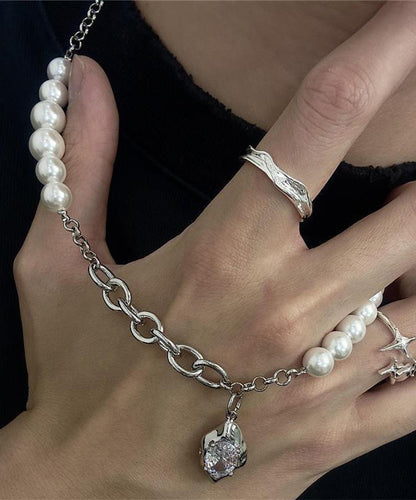 Steel Silk Pendant Drop Zircon Stainless Classy Pearl Water