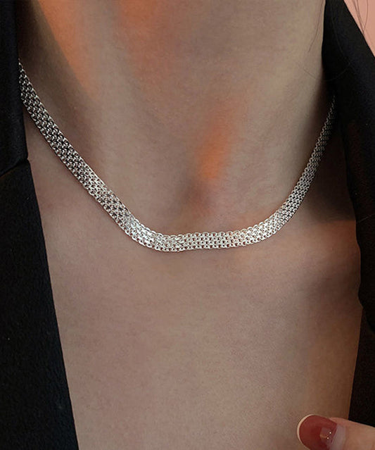 Collier élégant en soie et acier inoxydable avec paillettes MM082