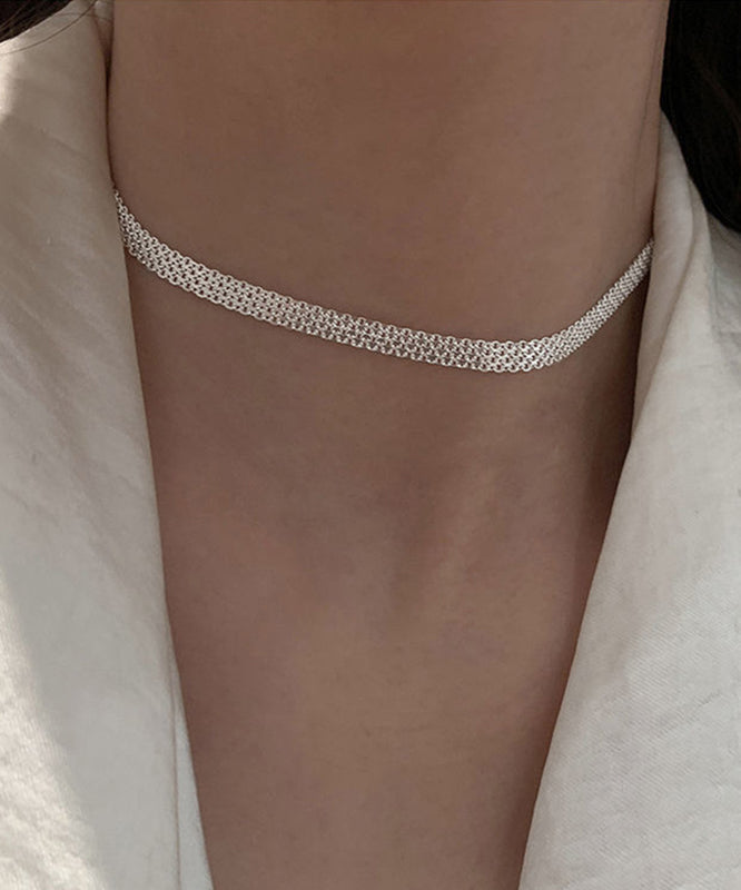 Collier élégant en soie et acier inoxydable avec paillettes MM082