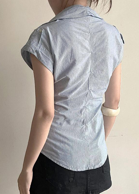 Classy Blouses Peter Striped Summer Button Collar Pan Cotton