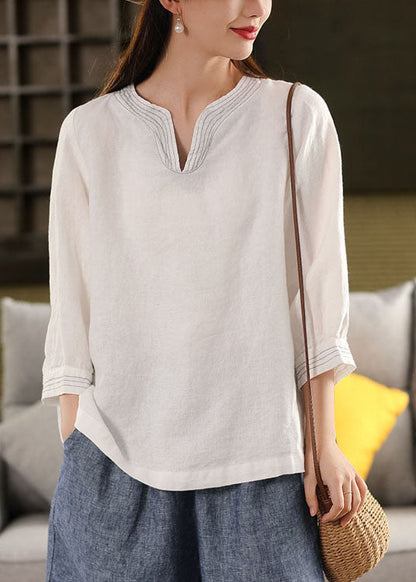 Tops Oversized Fall White Classy Linen Shirt