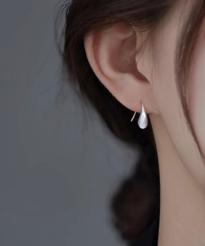 Water Hoop Classy Earrings White Silver Sterling Drop