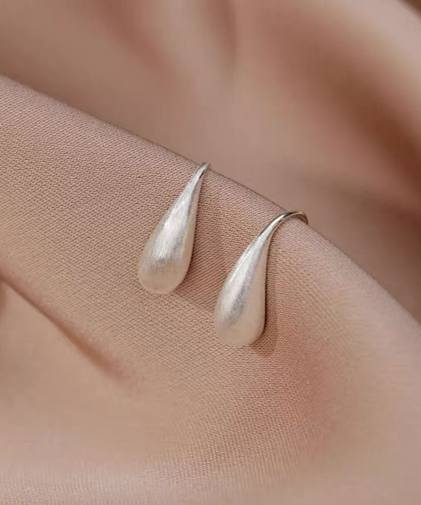 Water Hoop Classy Earrings White Silver Sterling Drop
