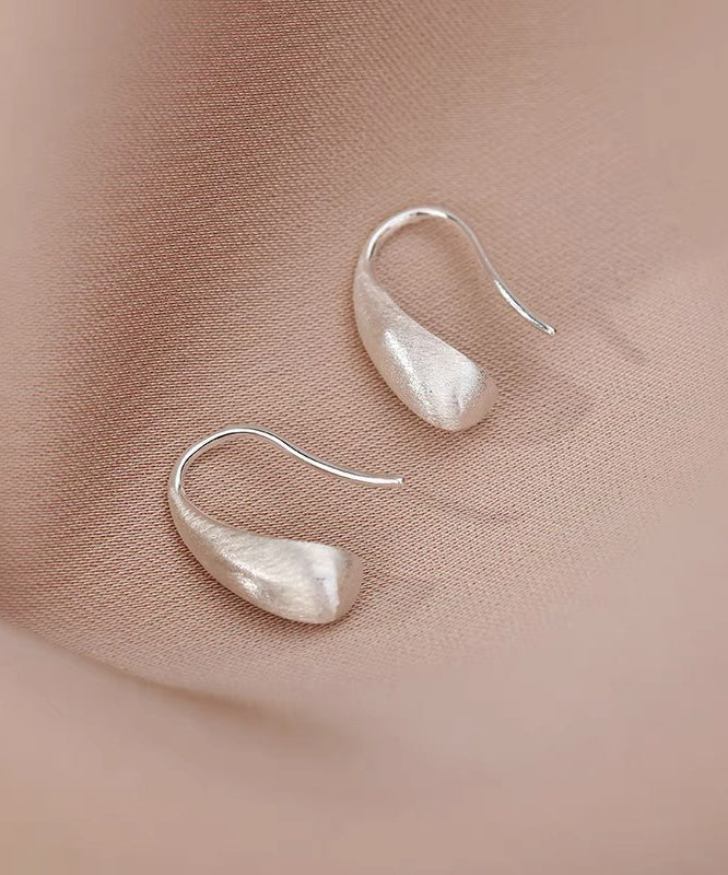 Water Hoop Classy Earrings White Silver Sterling Drop