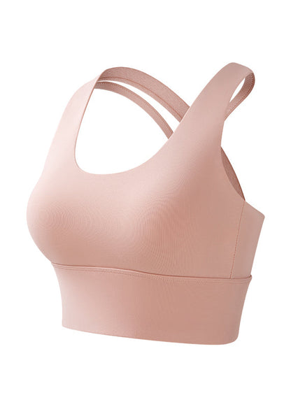 Crop Bra Top Pink Club Solid O-Neck