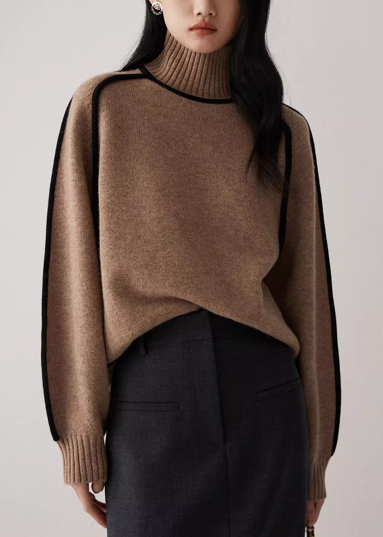 Coffee Original Design Knit Sweaters Turtleneck Spring YW035