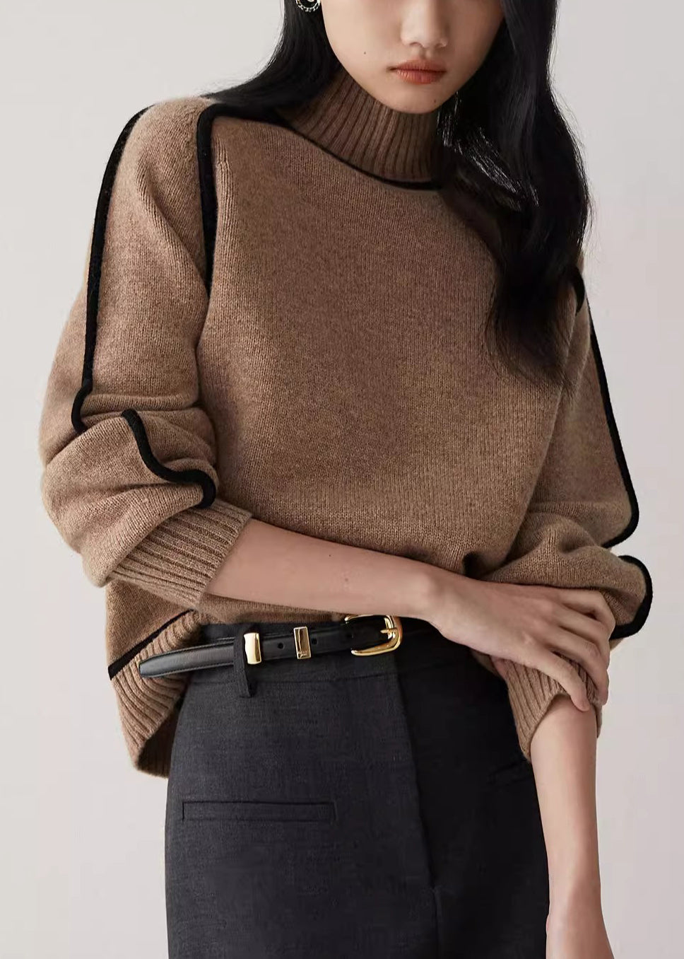 Coffee Original Design Knit Sweaters Turtleneck Spring YW035