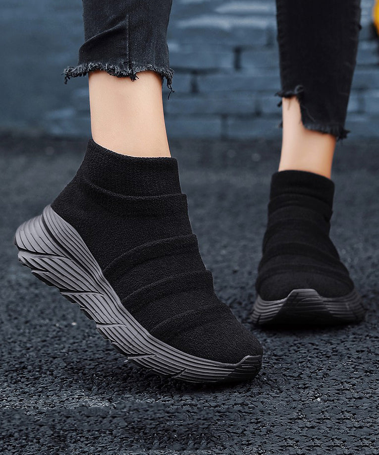 Coffee Splicing Platform Breathable Soft Flat Shoes TE005