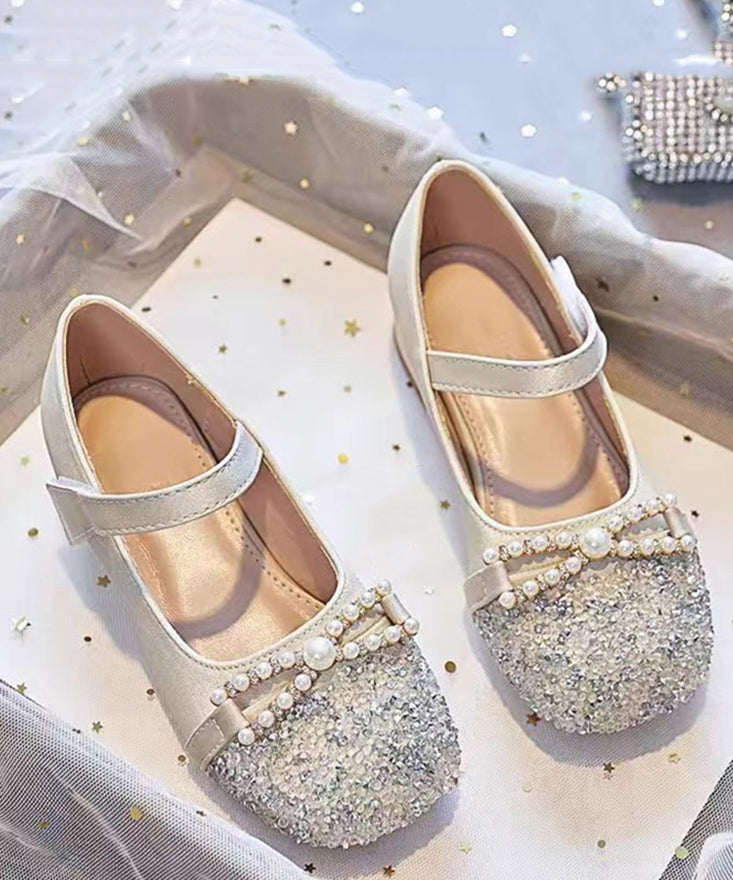 Flat Zircon Shoes Girls Apricot Feet Comfy Buckle Strap