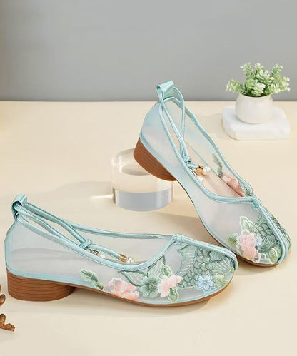 Shoes Breathable Embroidered Flat Green Mesh Comfy
