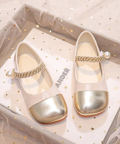 Feet Shoes Beige Kids Faux Girls Buckle Comfy Flat Leather Strap