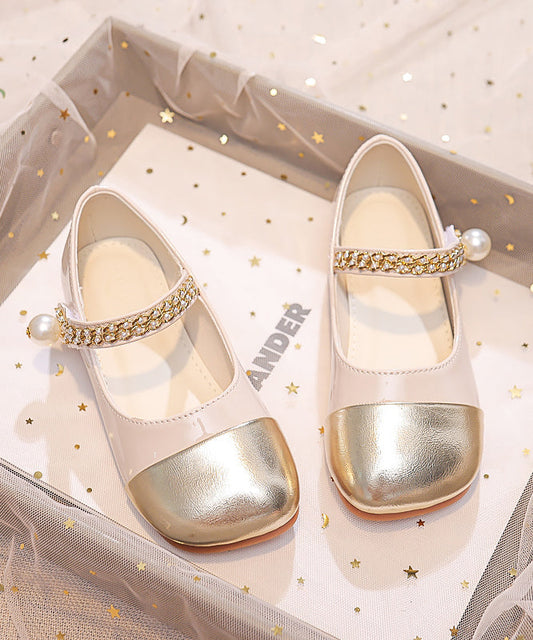 Feet Shoes Beige Kids Faux Girls Buckle Comfy Flat Leather Strap