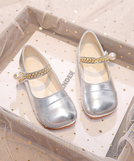 Feet Shoes Beige Kids Faux Girls Buckle Comfy Flat Leather Strap