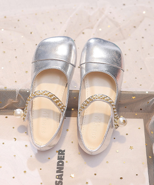 Feet Shoes Beige Kids Faux Girls Buckle Comfy Flat Leather Strap