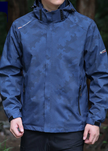 Men Hooded Spring Coat Cotton Black Cool Detachable Zippered