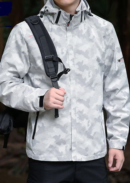 Men Hooded Spring Coat Cotton Black Cool Detachable Zippered