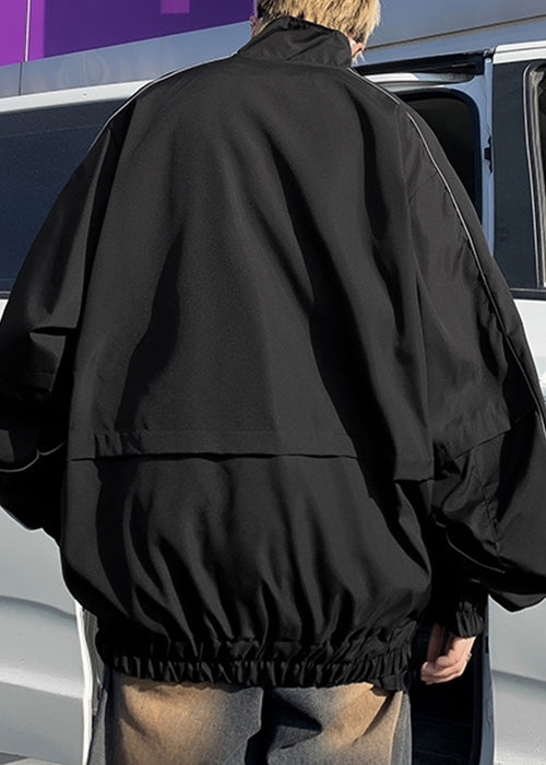 Zip Black Spring Mens Up Cotton Coats Pockets Cool