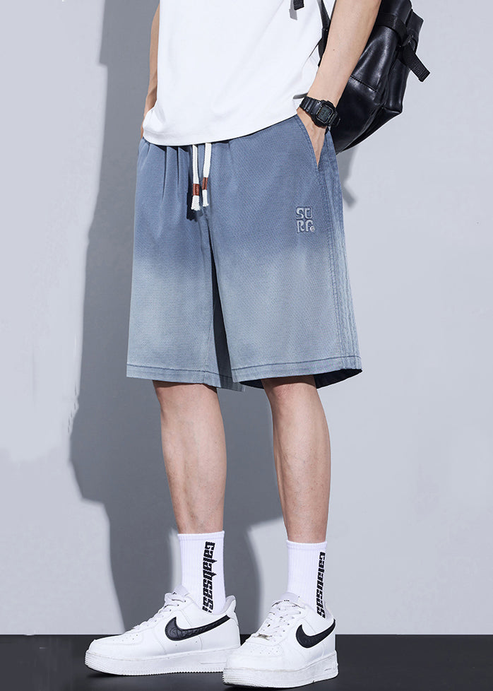 Cool Blue Gradient Color Pockets Denim Men Shorts Summer YL015