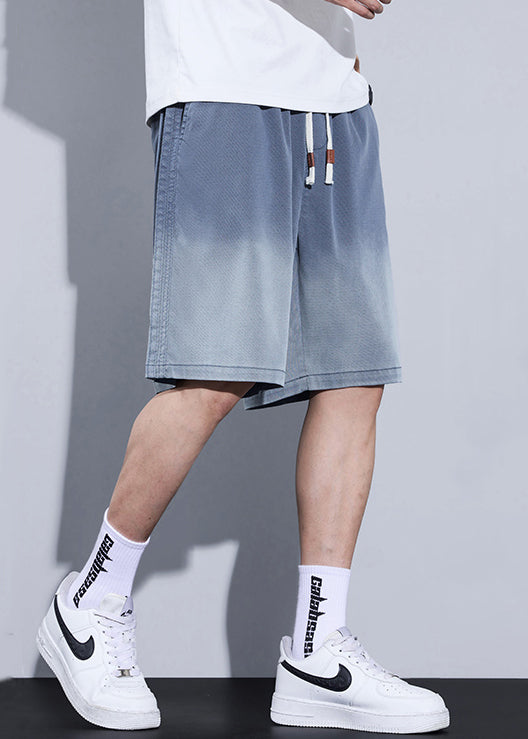 Cool Blue Gradient Color Pockets Denim Men Shorts Summer YL015